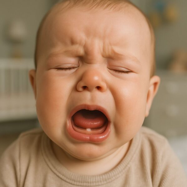 bebe nascendo dente chorando, dá pra ver o dentinho vindo