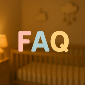 nascendo dente no bebe quarto com a sigla FAQ escrita